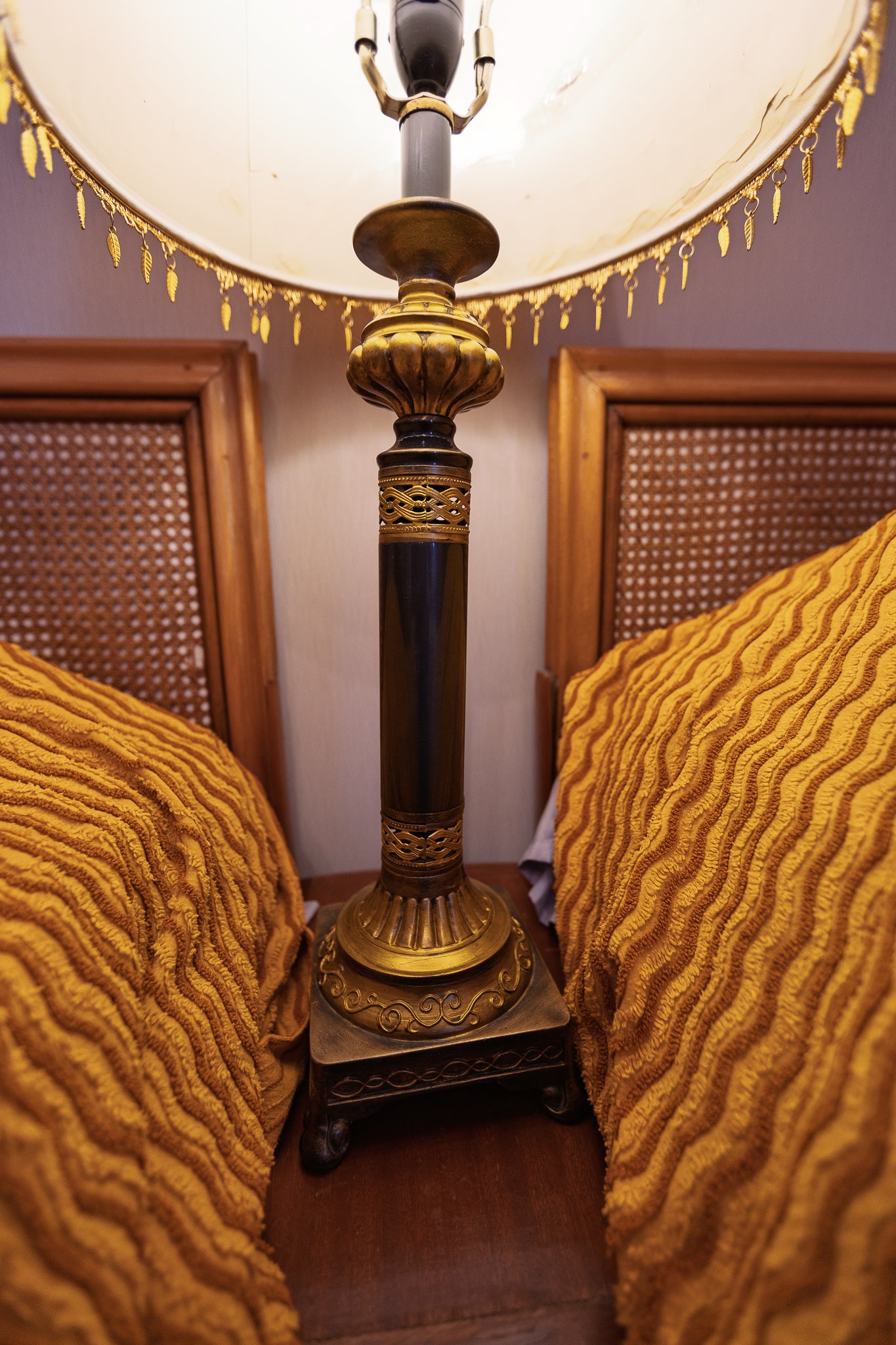 Vintage Table Lamp with Floral Embellished Shade