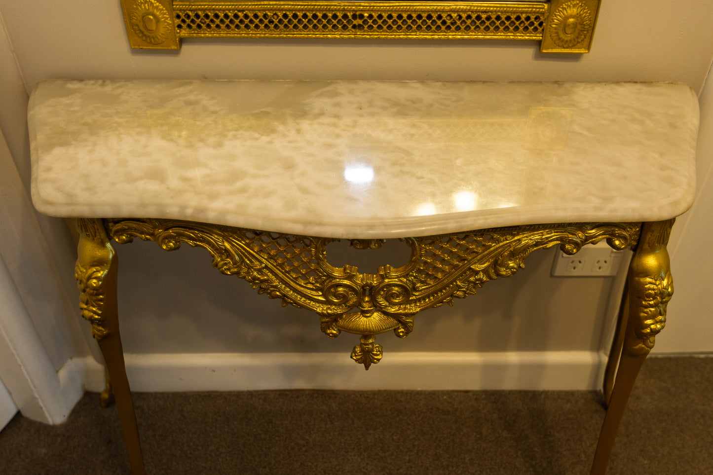 Magnificent Ornate Gold Console Table and Mirror Set