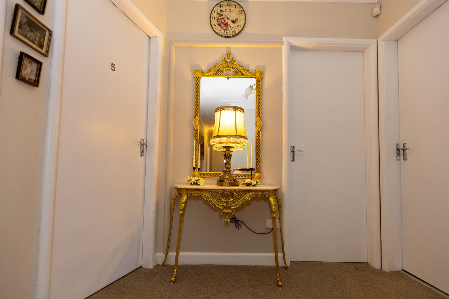 Magnificent Ornate Gold Console Table and Mirror Set