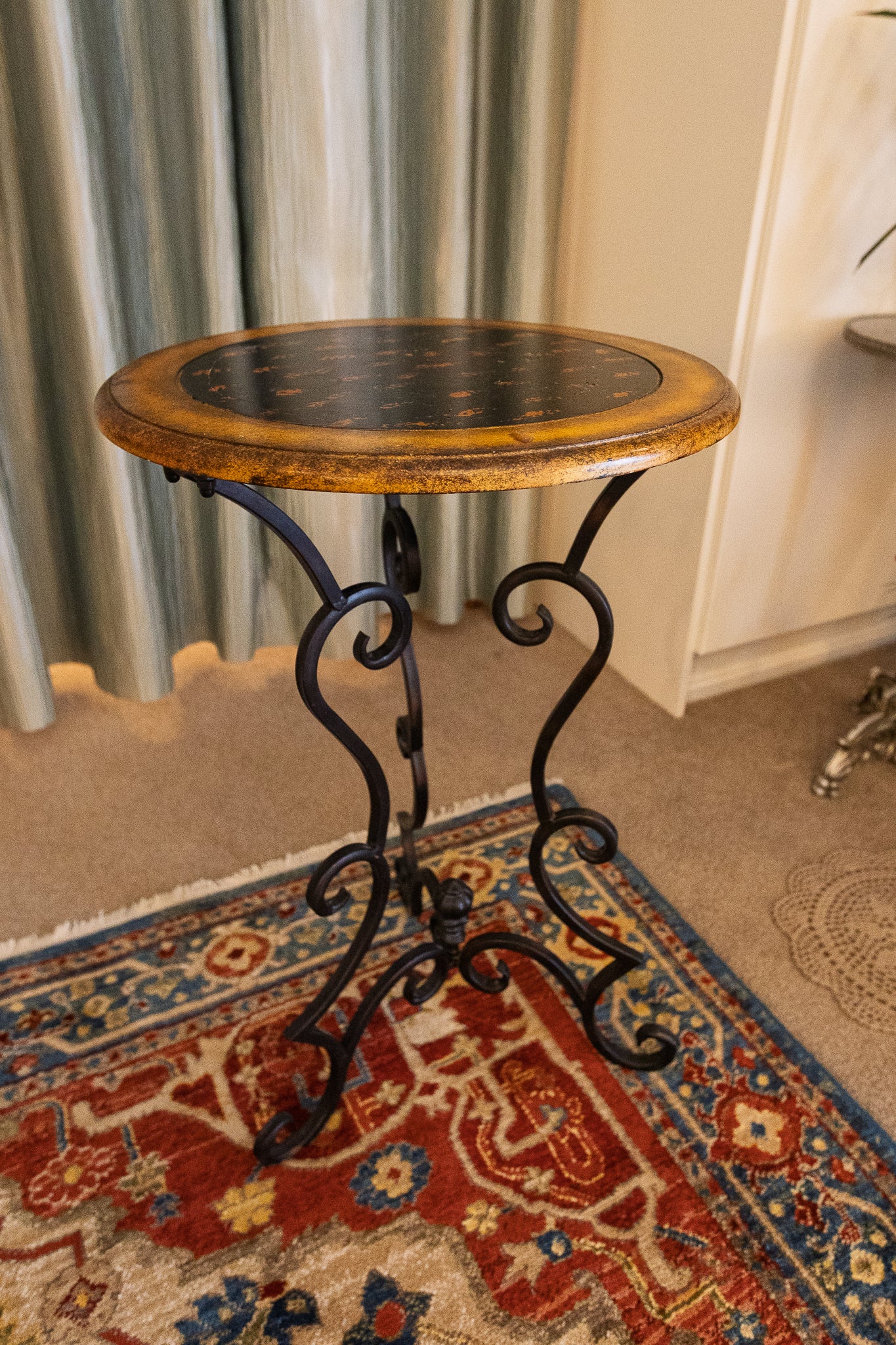 Tuscan-Style Wrought Iron Accent Table