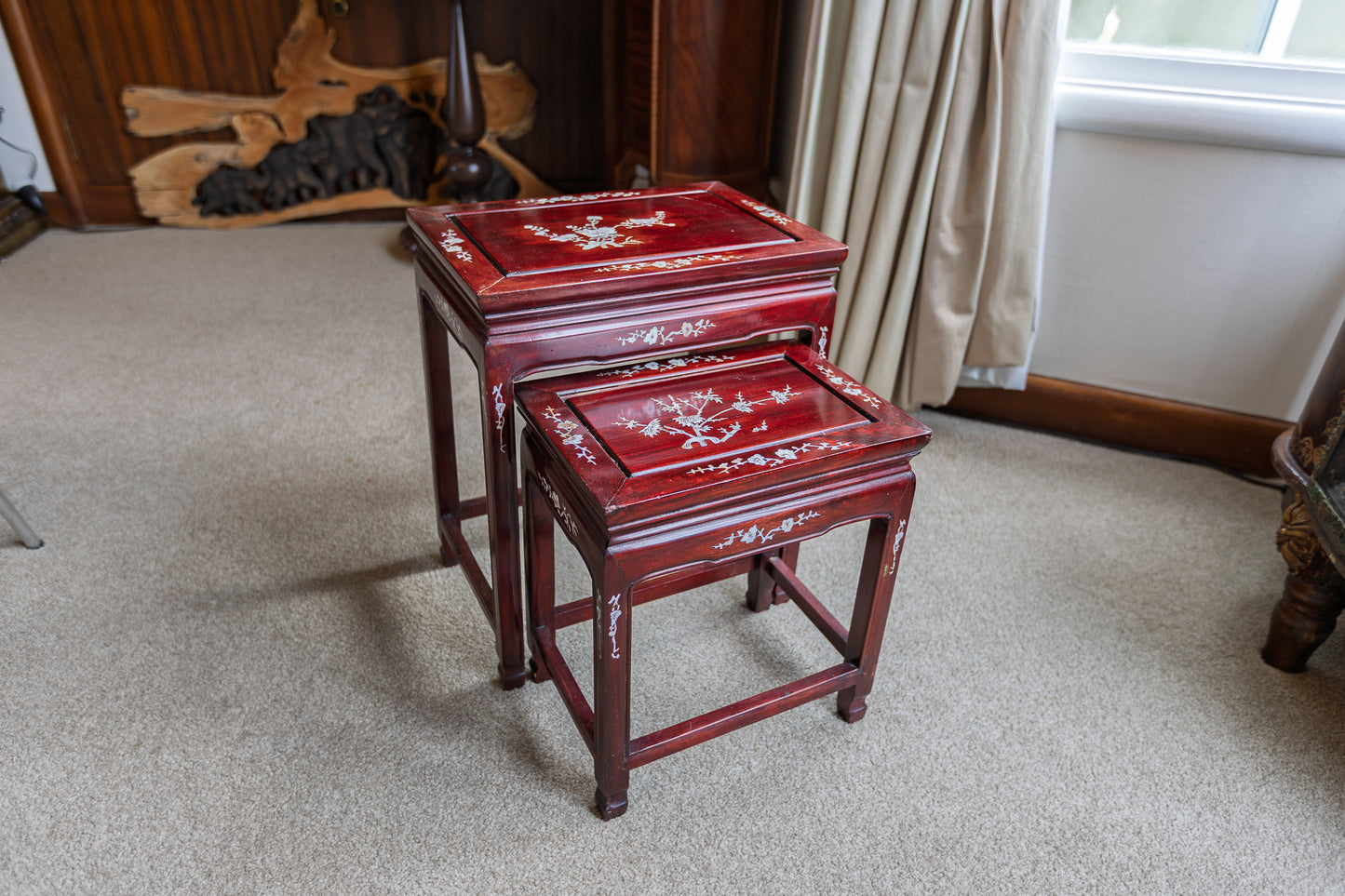 Exquisite Vintage Asian-Style Nesting Tables