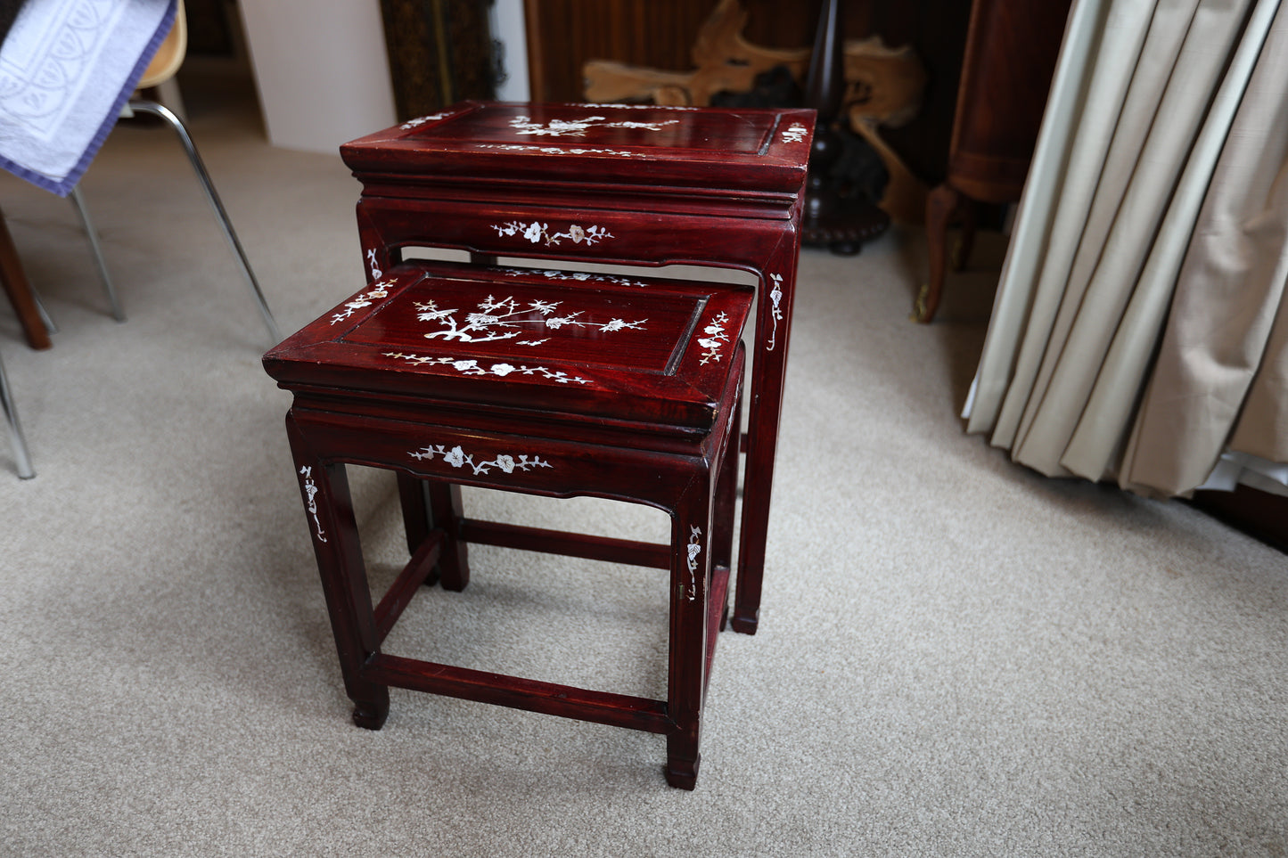 Exquisite Vintage Asian-Style Nesting Tables