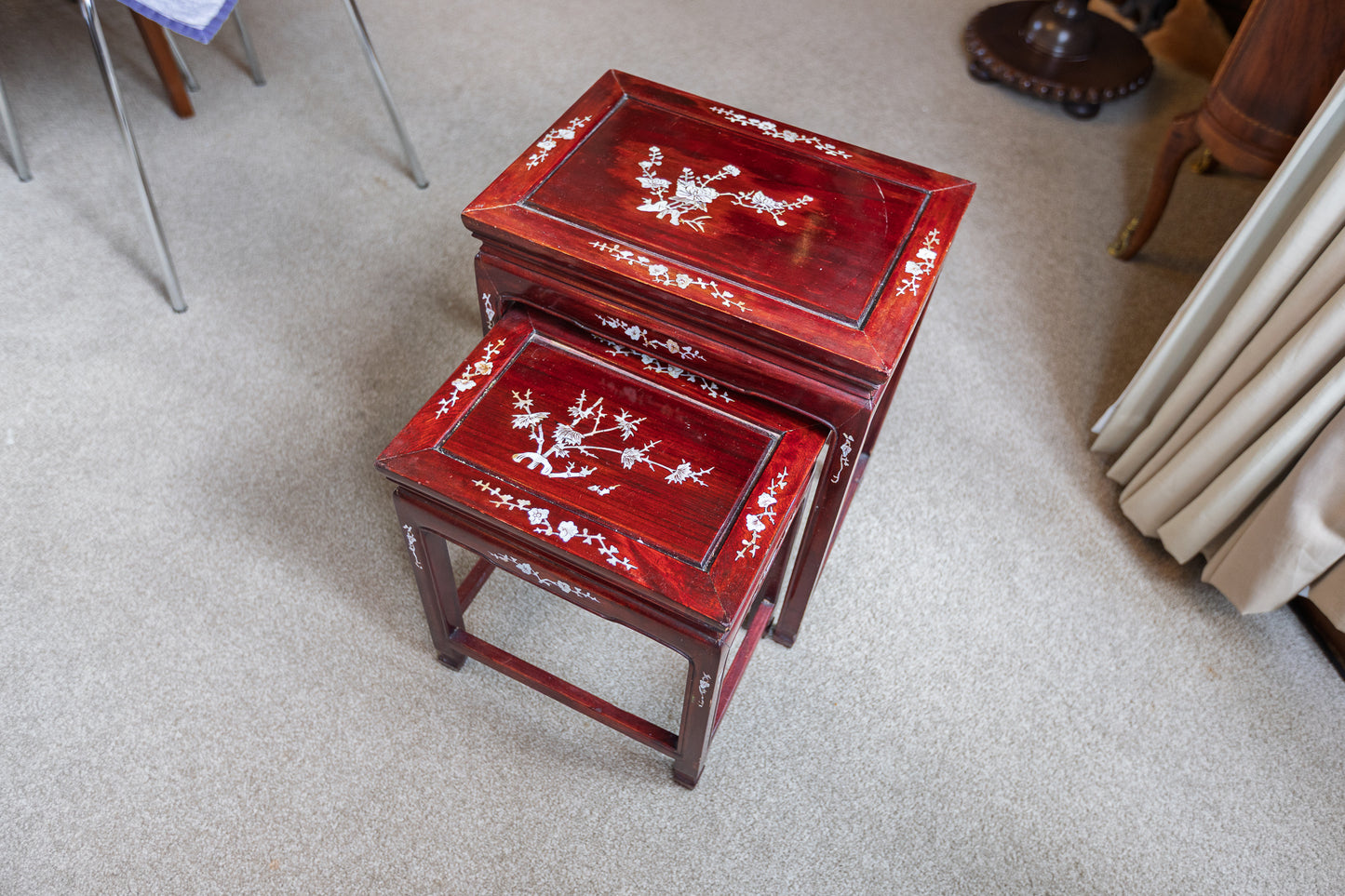 Exquisite Vintage Asian-Style Nesting Tables