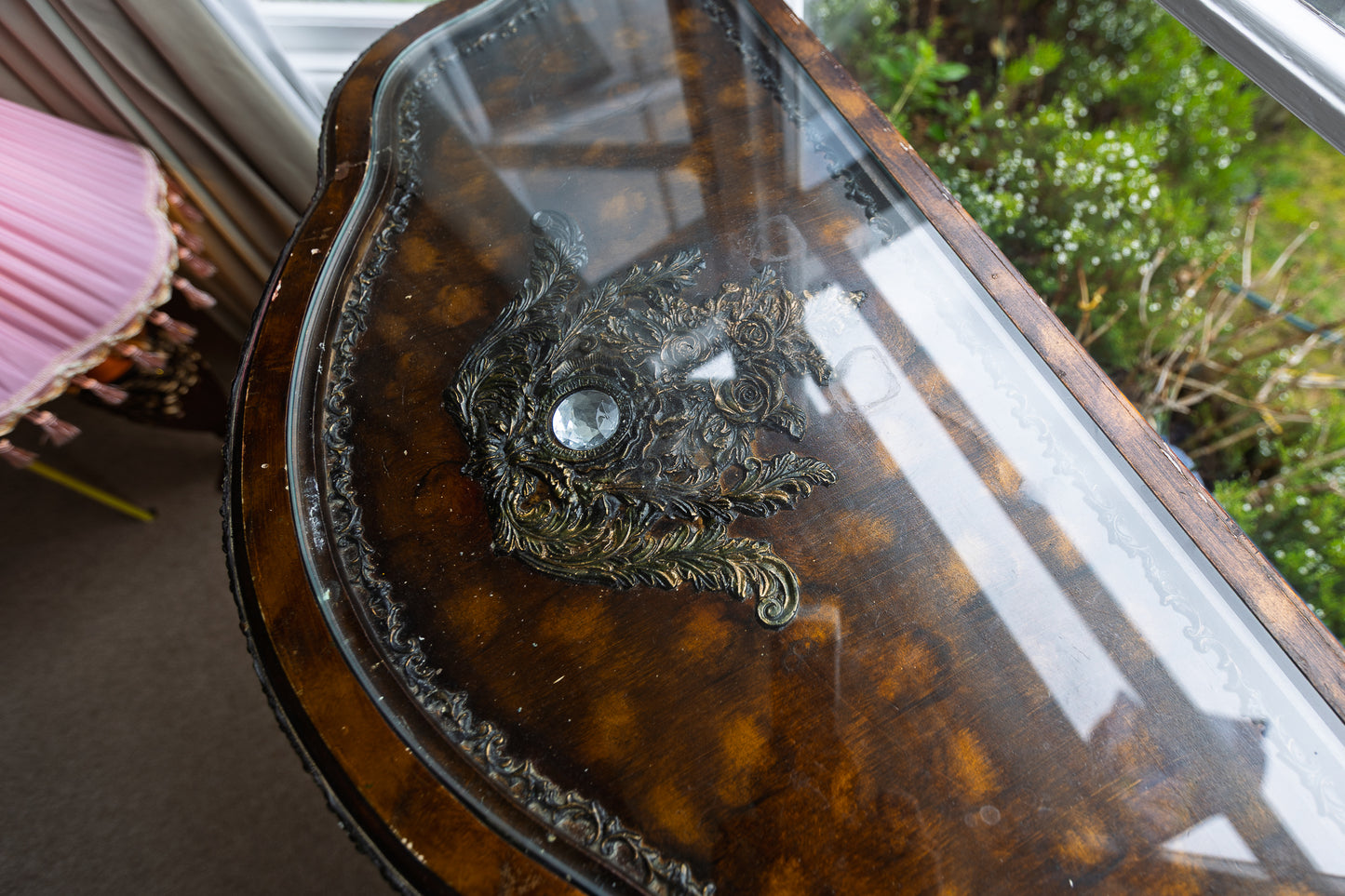 Unique Ornate Demilune Chest of Drawers