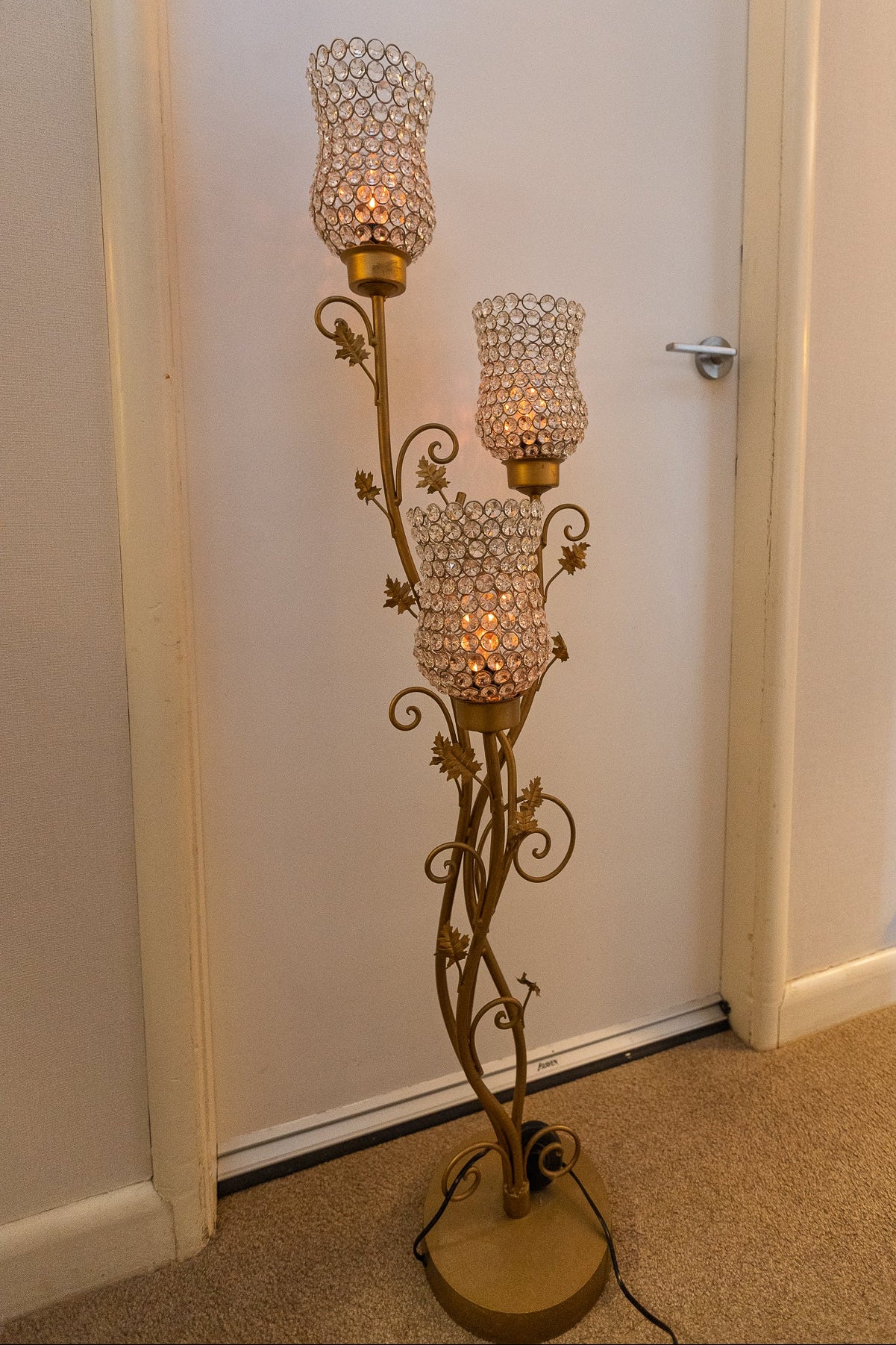 Elegant Crystal & Gold Floor Lamp