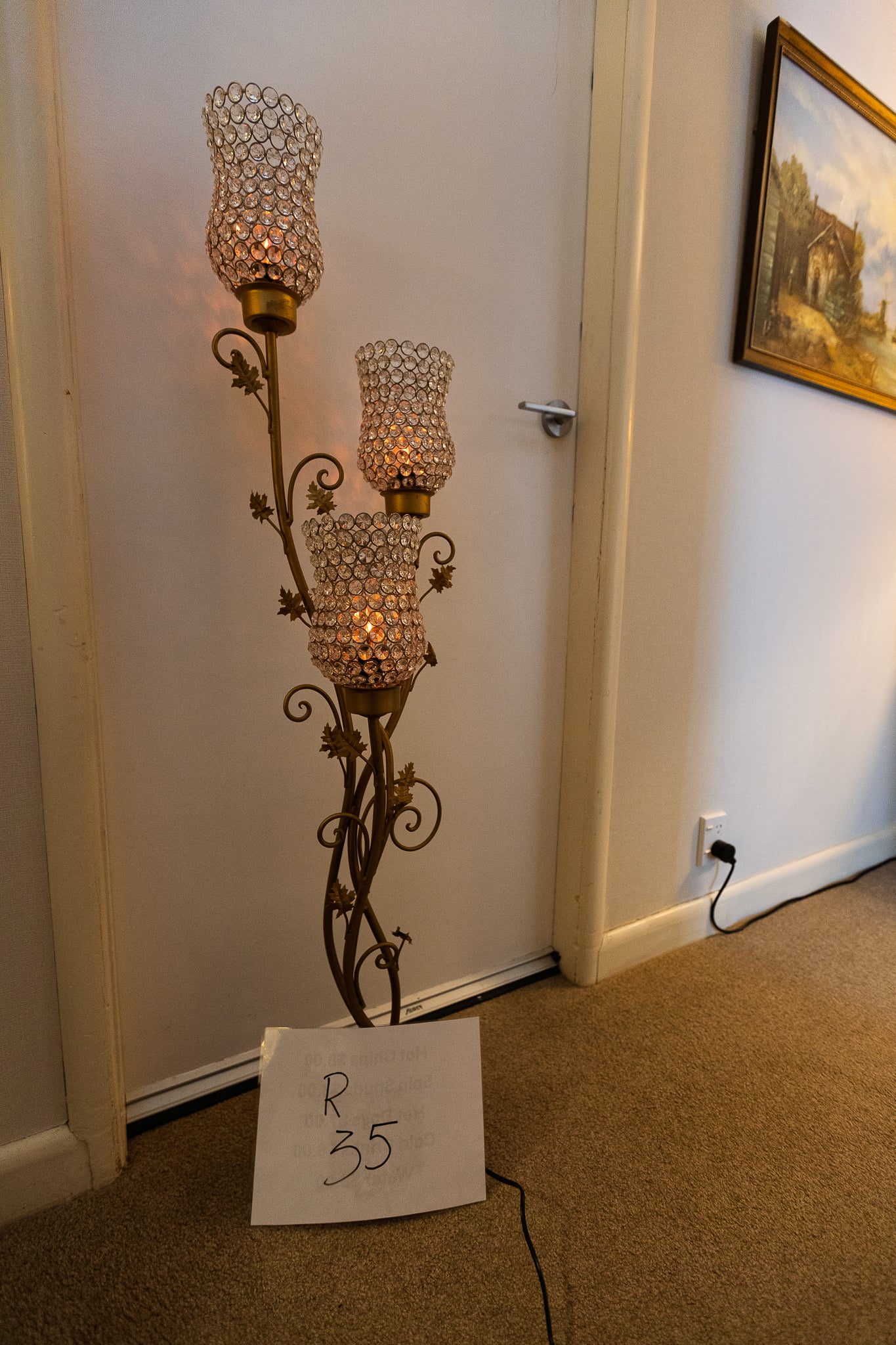 Elegant Crystal & Gold Floor Lamp