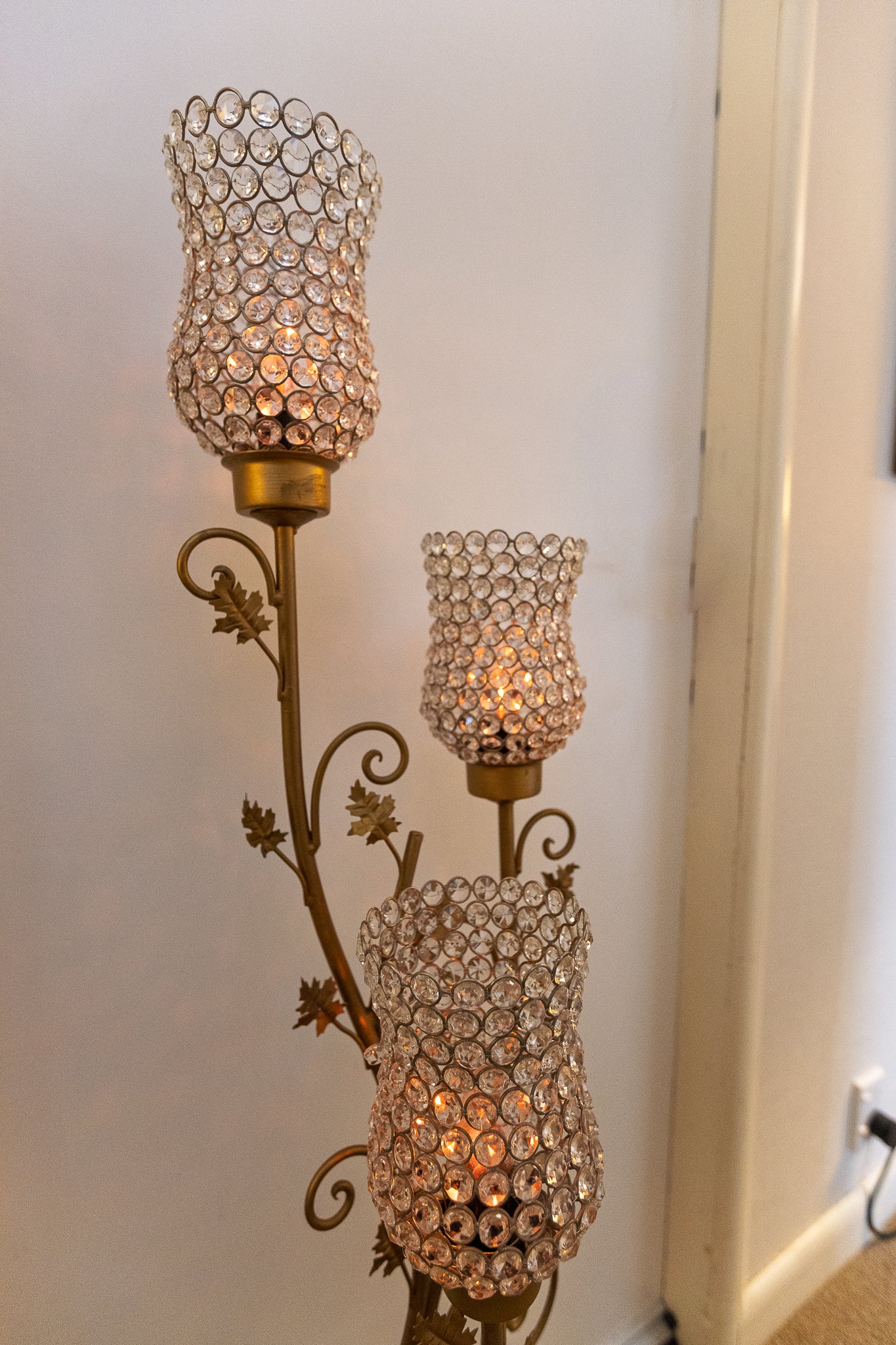 Elegant Crystal & Gold Floor Lamp