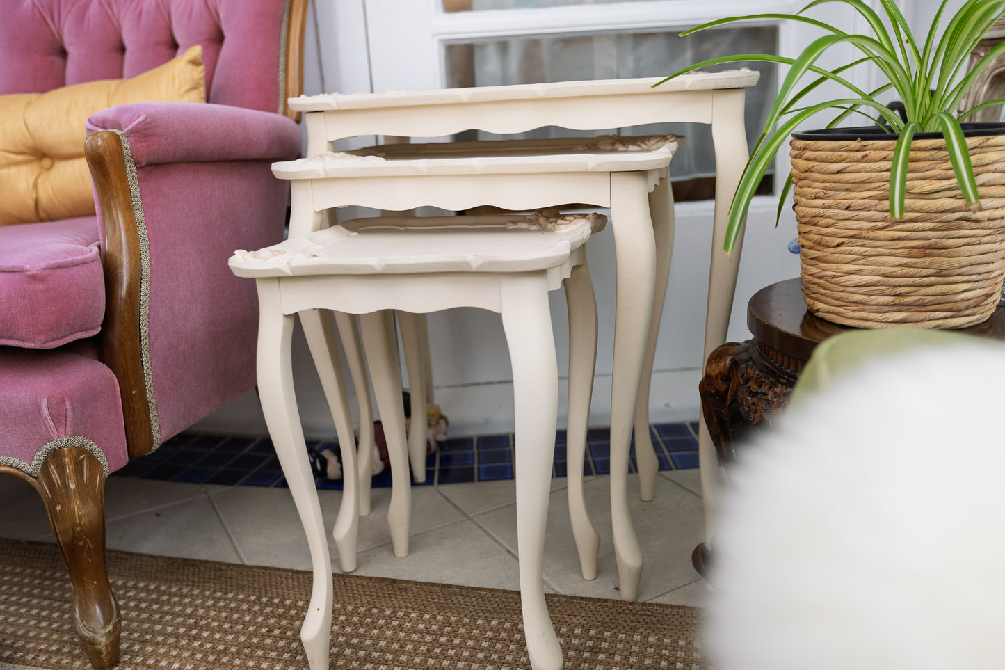 Charming French Provincial Fiberglass Nesting Tables