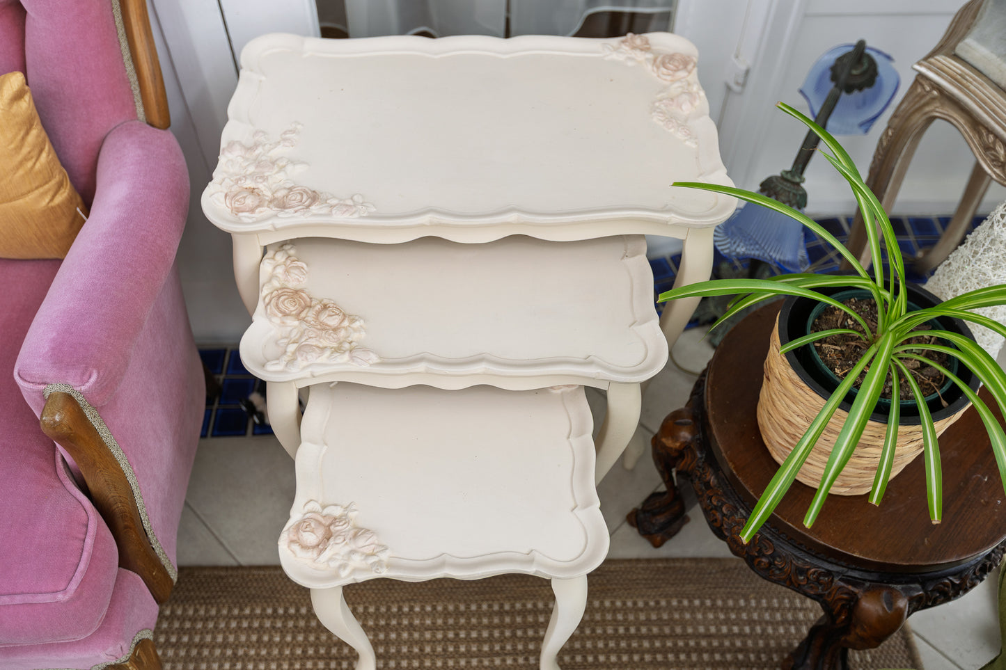 Charming French Provincial Fiberglass Nesting Tables