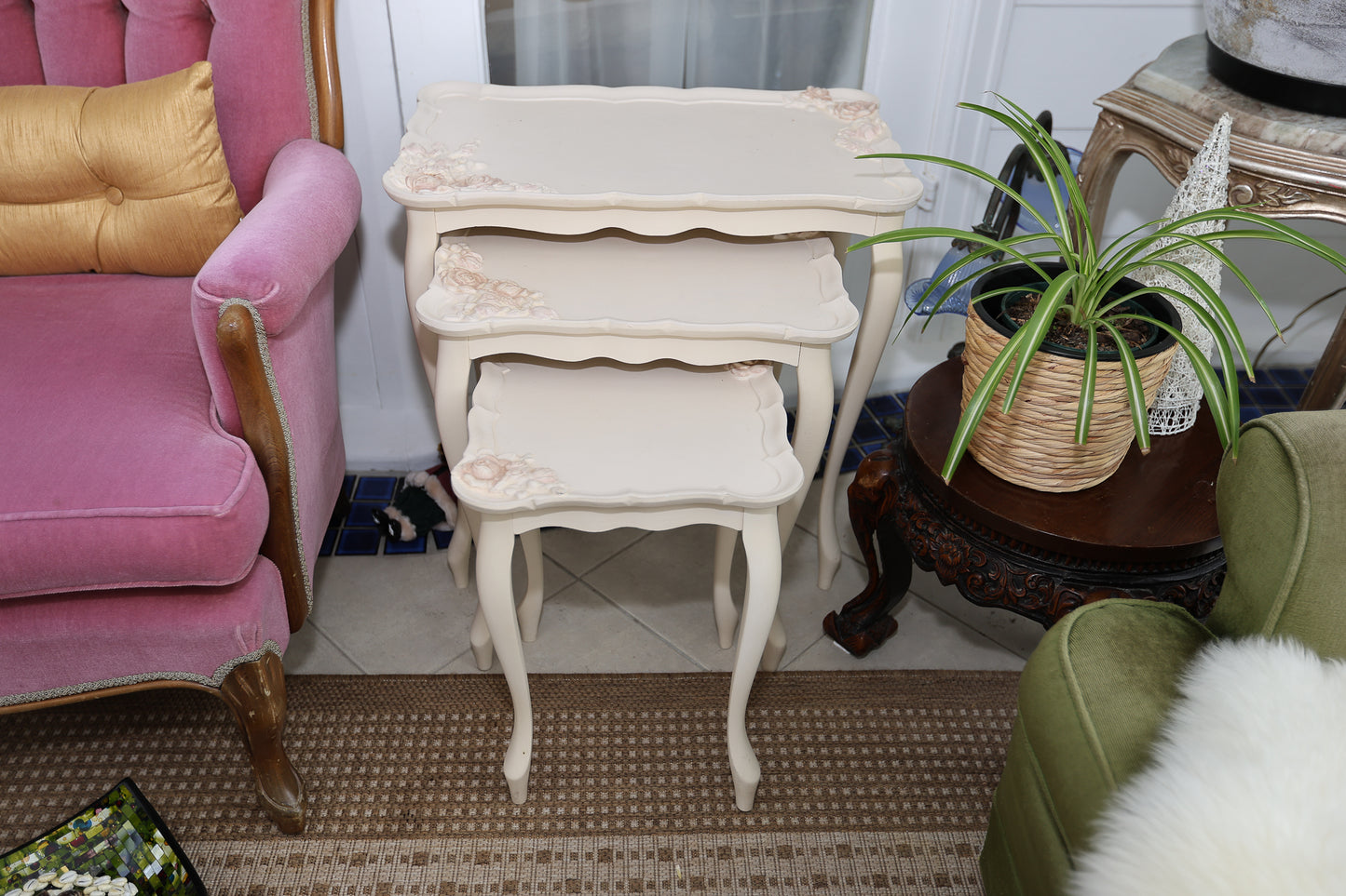 Charming French Provincial Fiberglass Nesting Tables