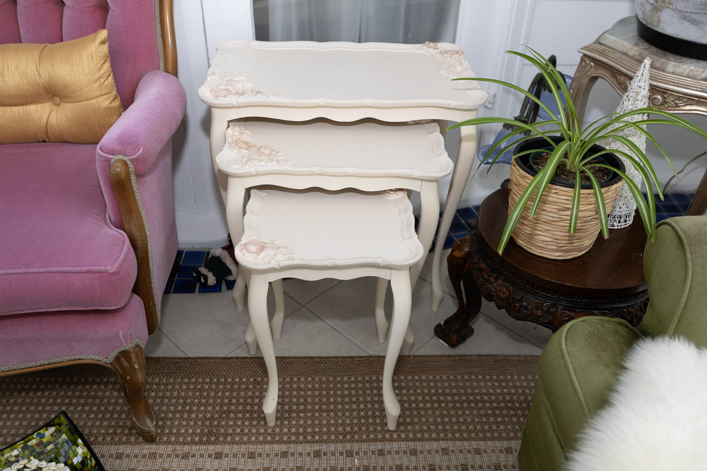 Charming French Provincial Fiberglass Nesting Tables
