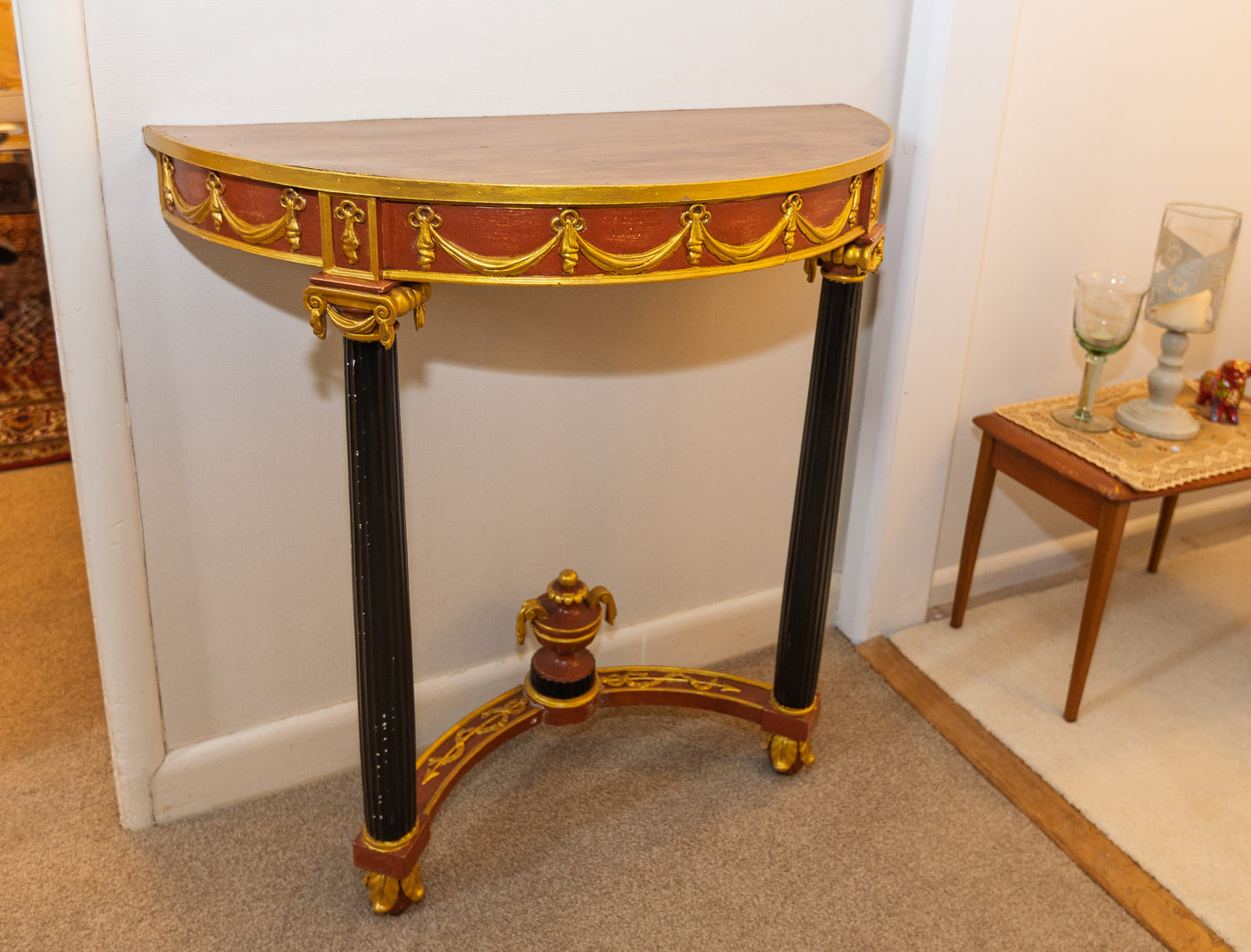 Neoclassical Demilune Console Table