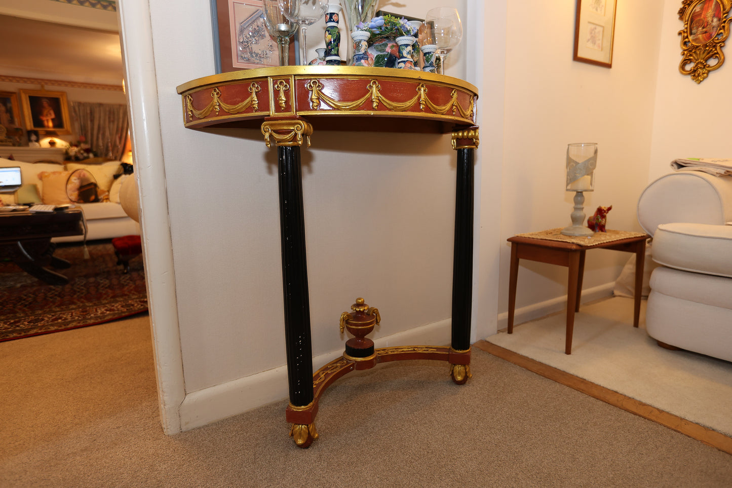 Neoclassical Demilune Console Table
