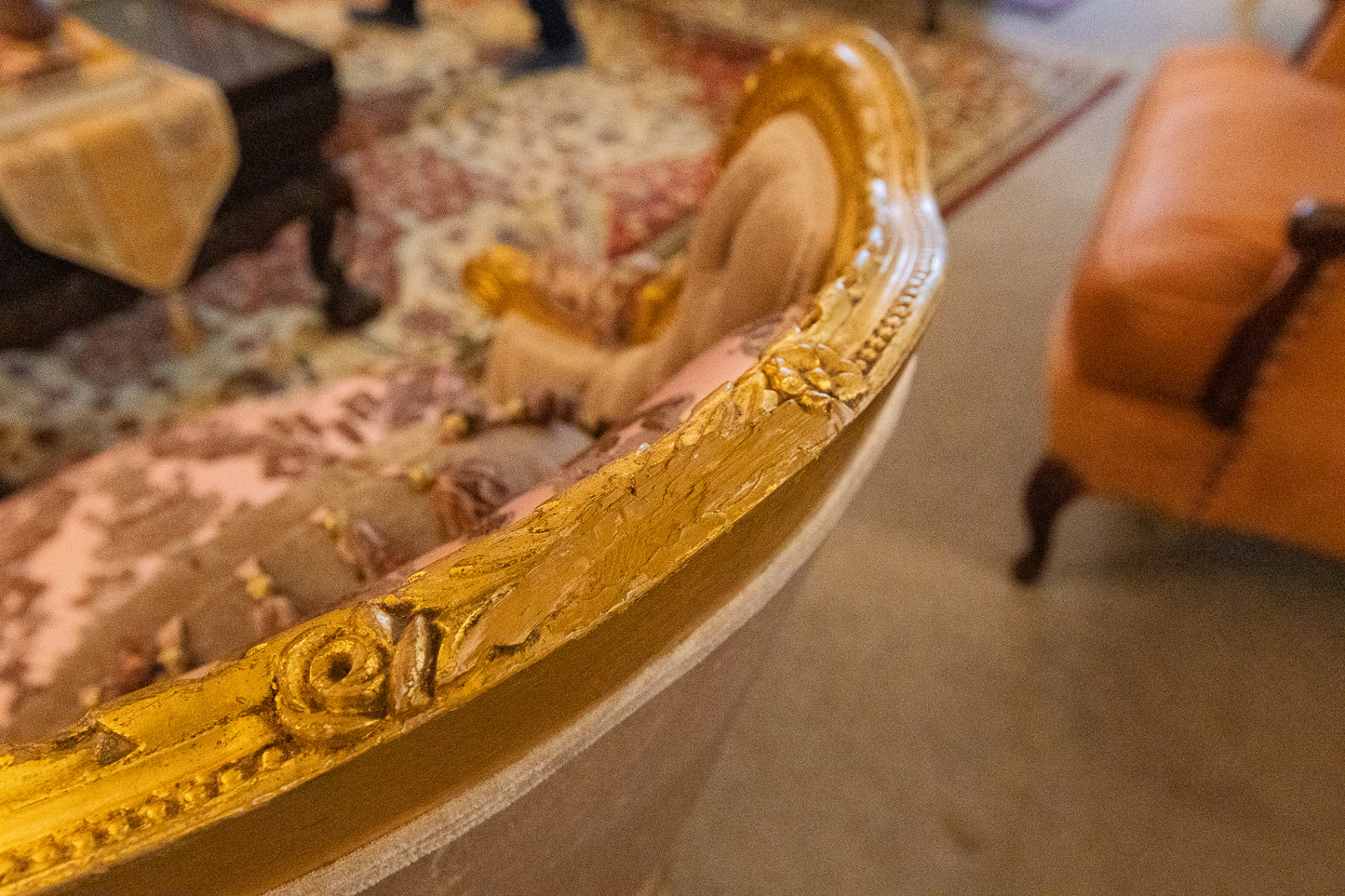 Set of Five Elegant Gold and Velvet Armchairs