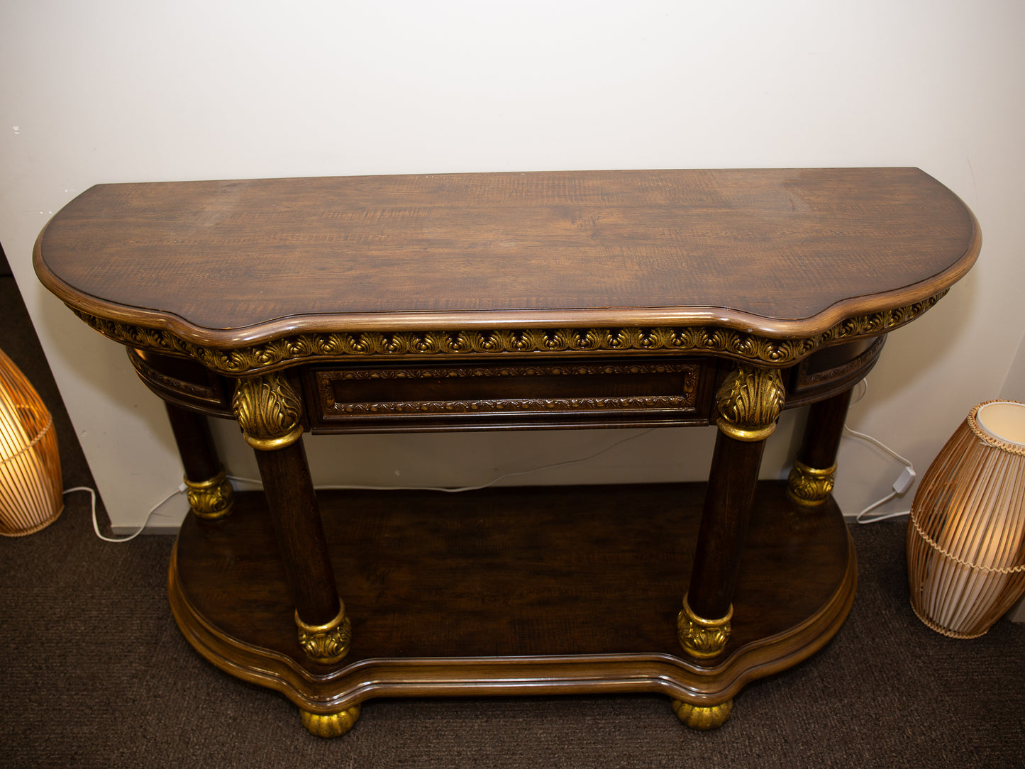 Regal Console/Hall Table with Gold Accents