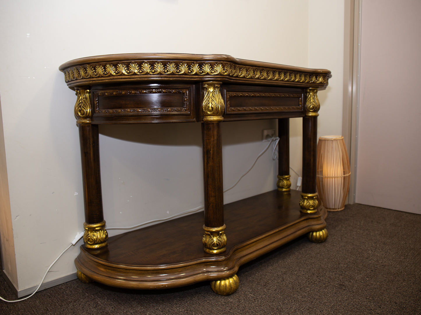 Regal Console/Hall Table with Gold Accents