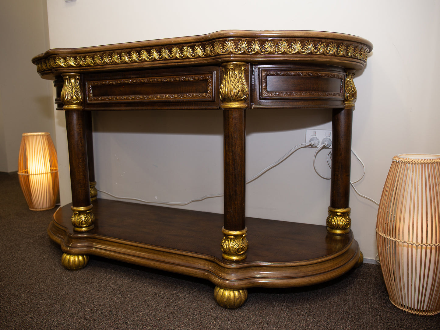 Regal Console/Hall Table with Gold Accents