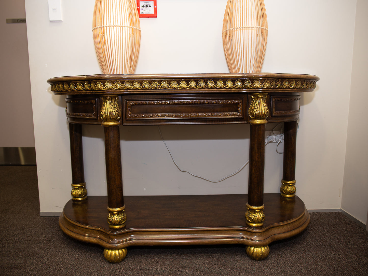 Regal Console/Hall Table with Gold Accents