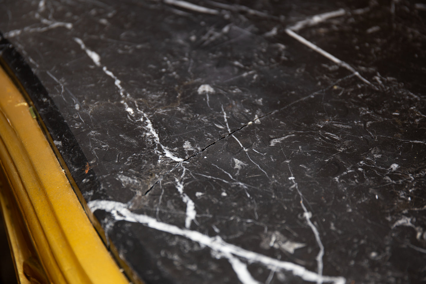 Louis XV-Style Gilded Coffee Table With Grey Marble Top