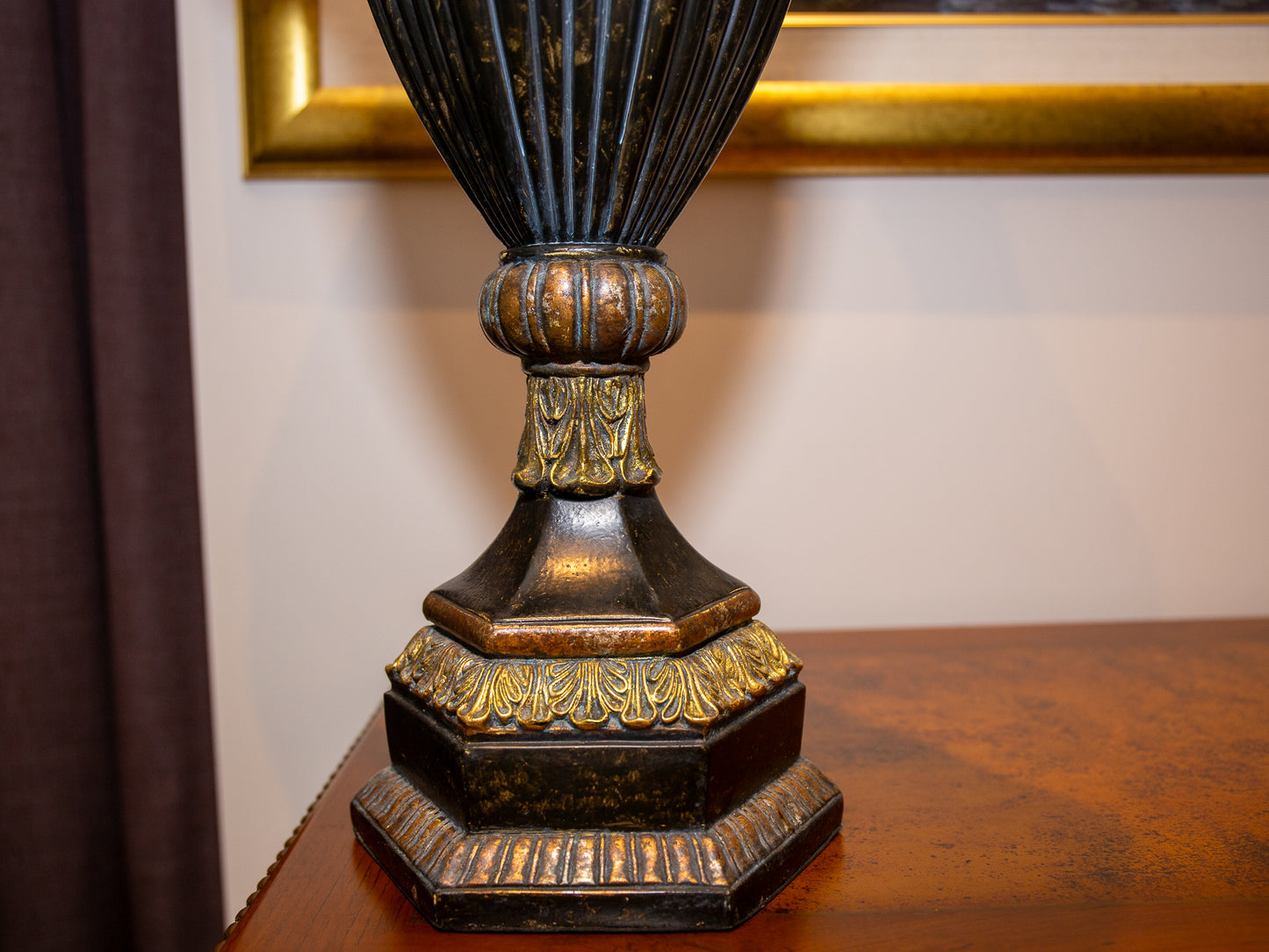 Imperial Tall Lamp – Brown & Gold with Ornate Trim