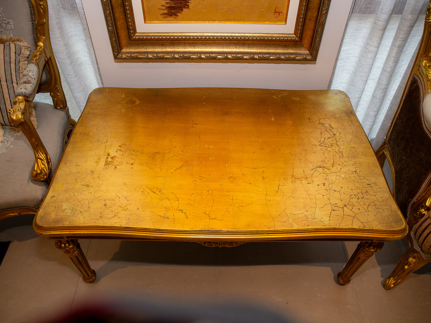 Antique 19th Century Style French Gold Coffee Table