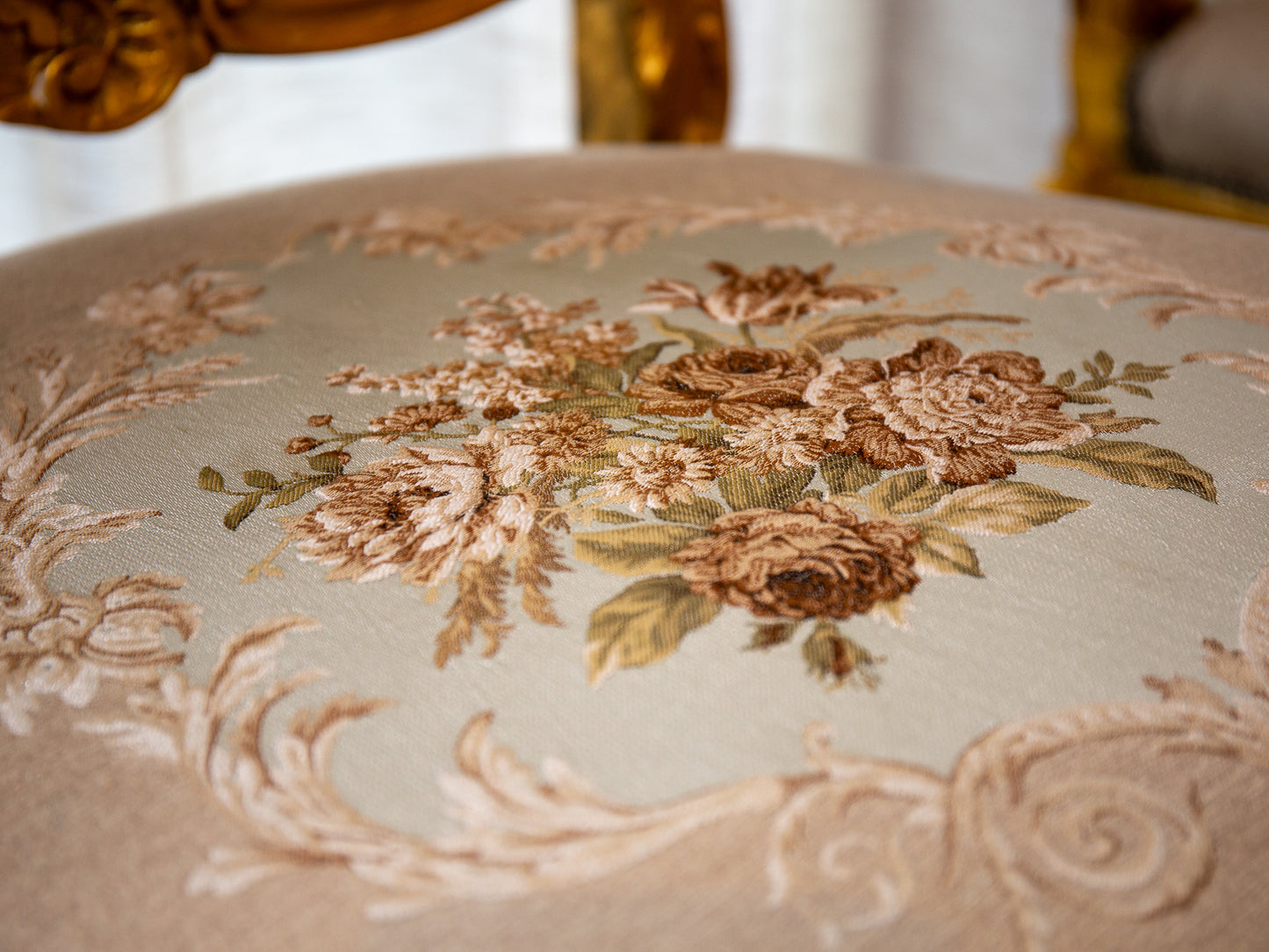 Opulent 3-Piece Rococo Style Lounge Suite - Gold & Floral Upholstery