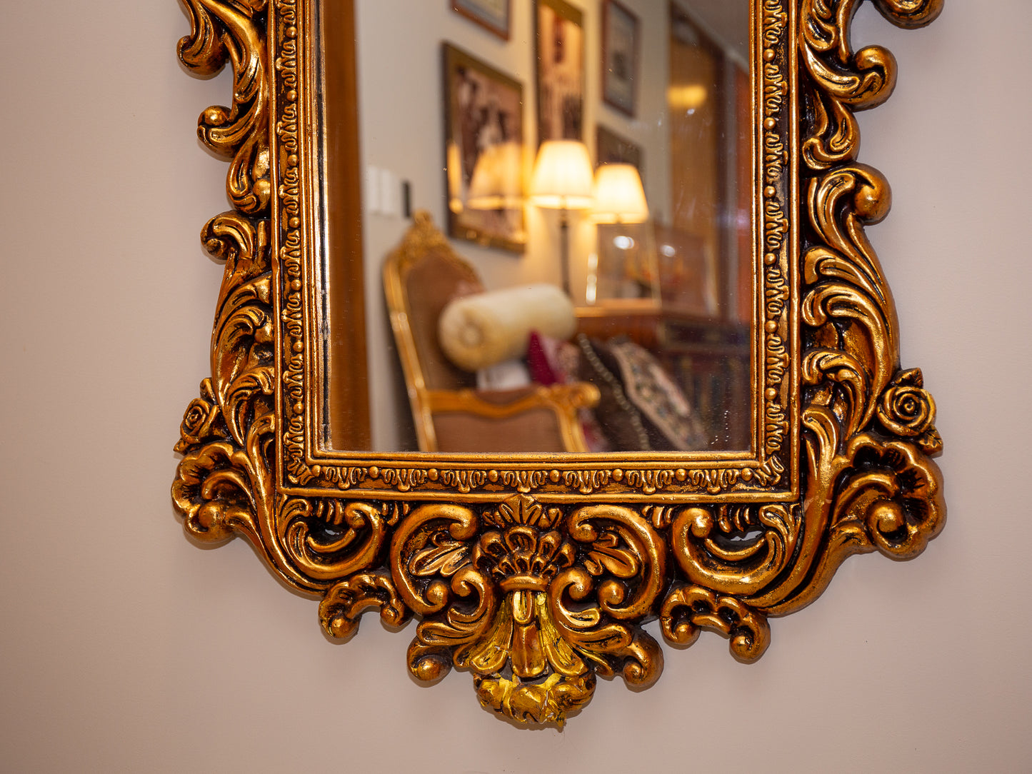 Ornate Gold Carved Full-Length Mirror