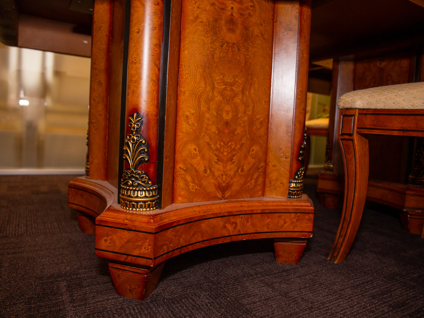 Ornate Dining Table / Meeting Table with 8 Carved Upholstered Chairs