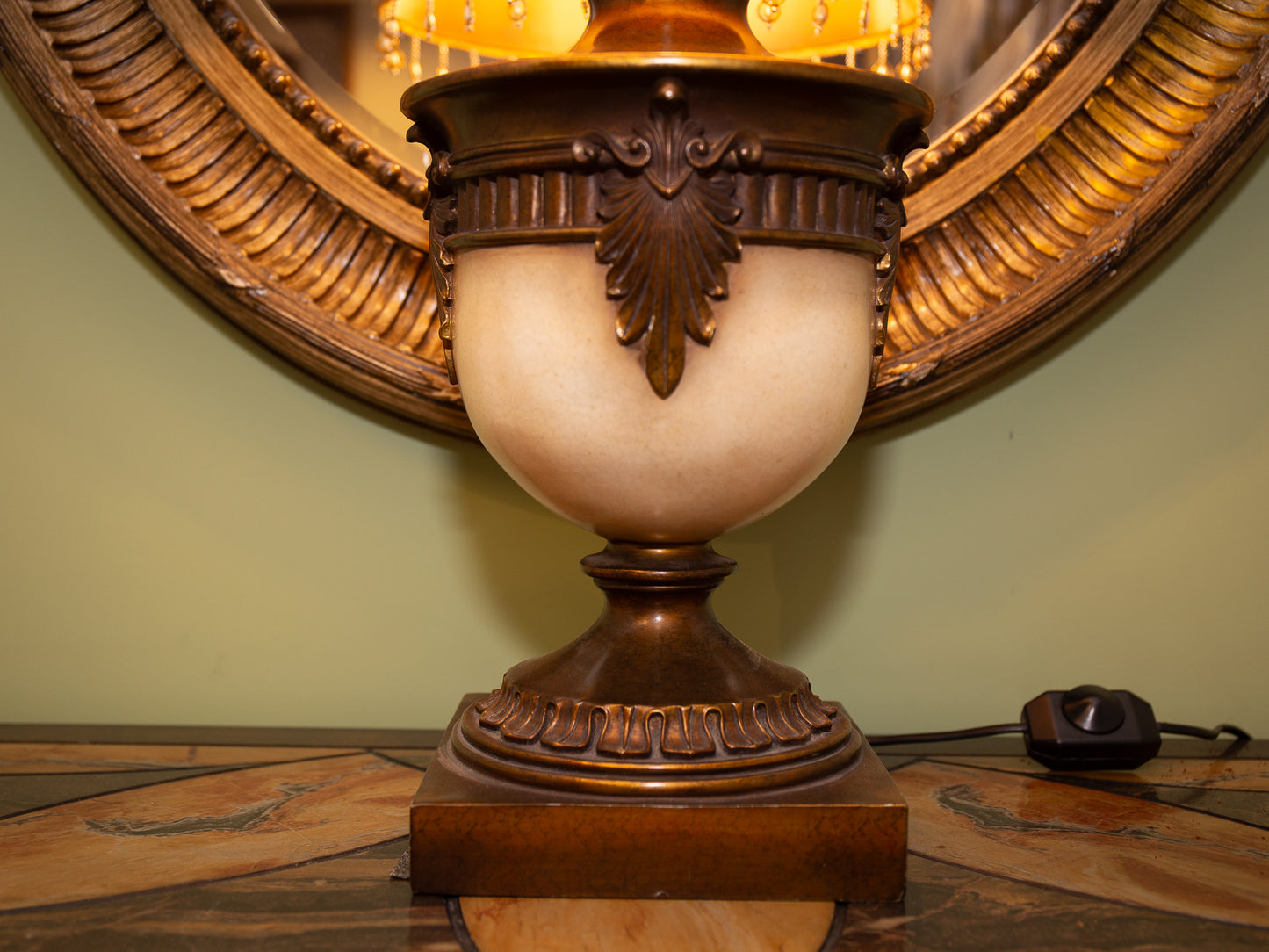 Decorative Lamp – Bronze & Porcelain with Detailed Trim