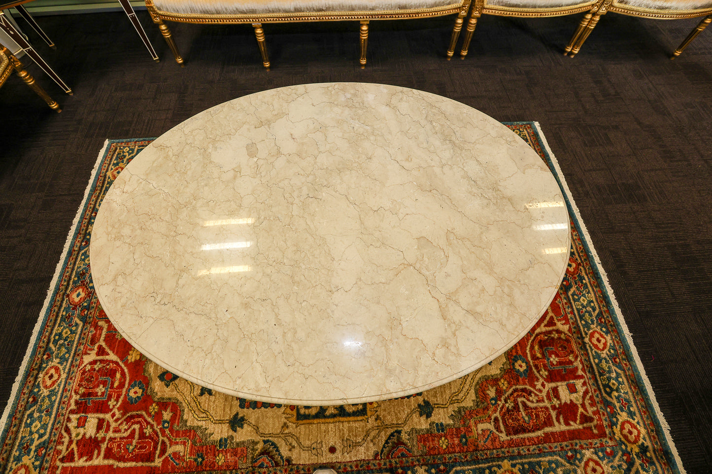 Baroque French Provincial Marble Top Oval Coffee table