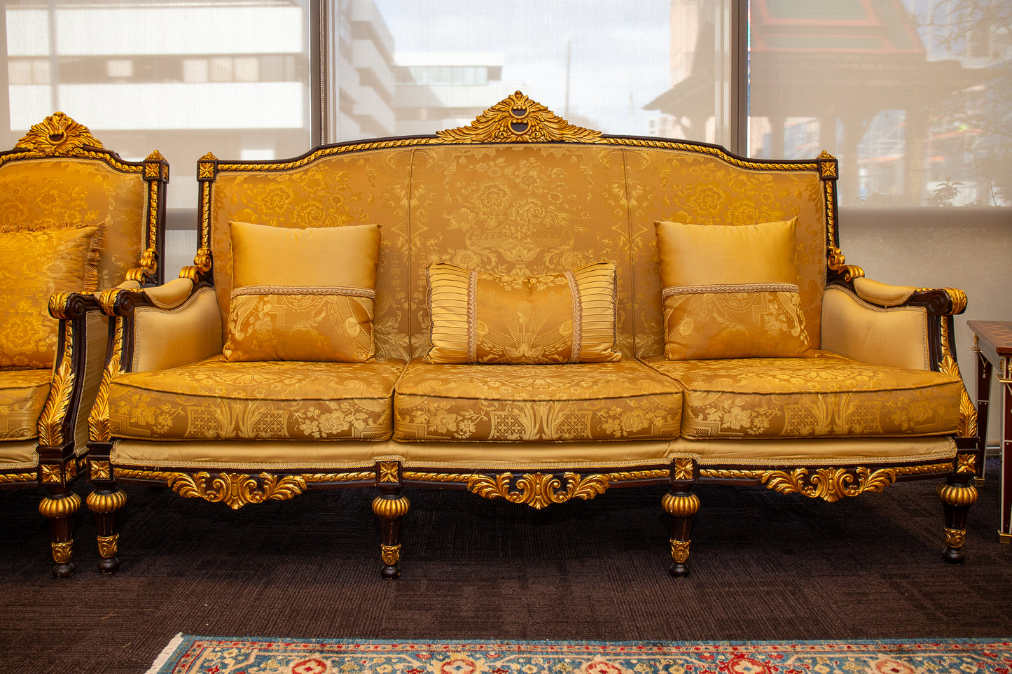 2 Piece Traditional Palace Sofa Set – Golden Trim