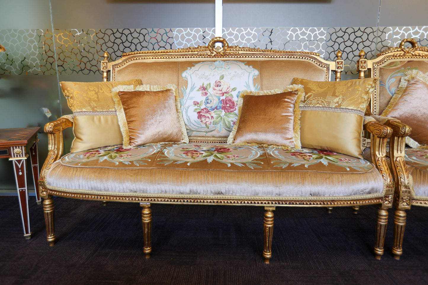 5 Piece French Provincial Giltwood Sofa Set – 4 Single Chairs & 1 Three-Seater