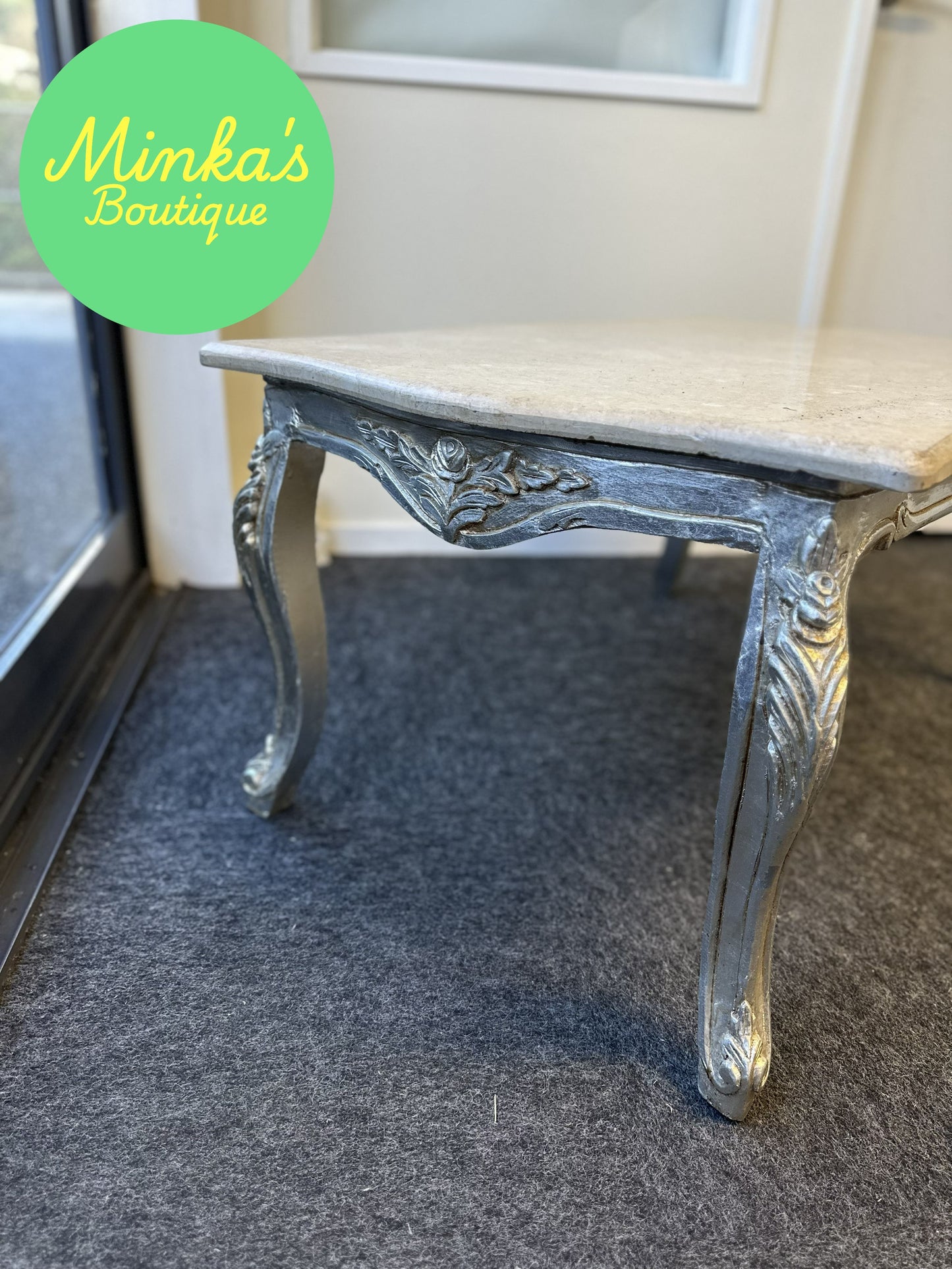 French Provincial Style Marble Top Coffee Table