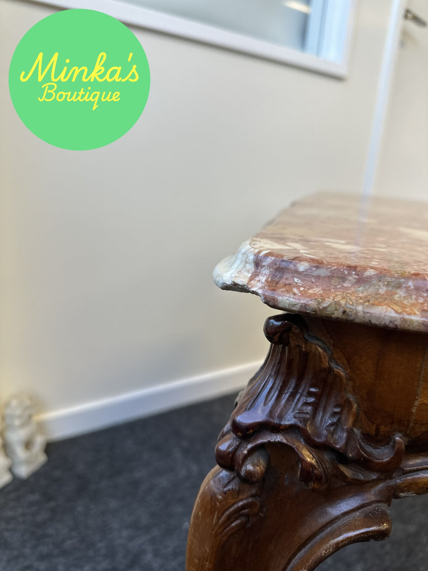 Rococo Style Breccia Marble Top Side Table