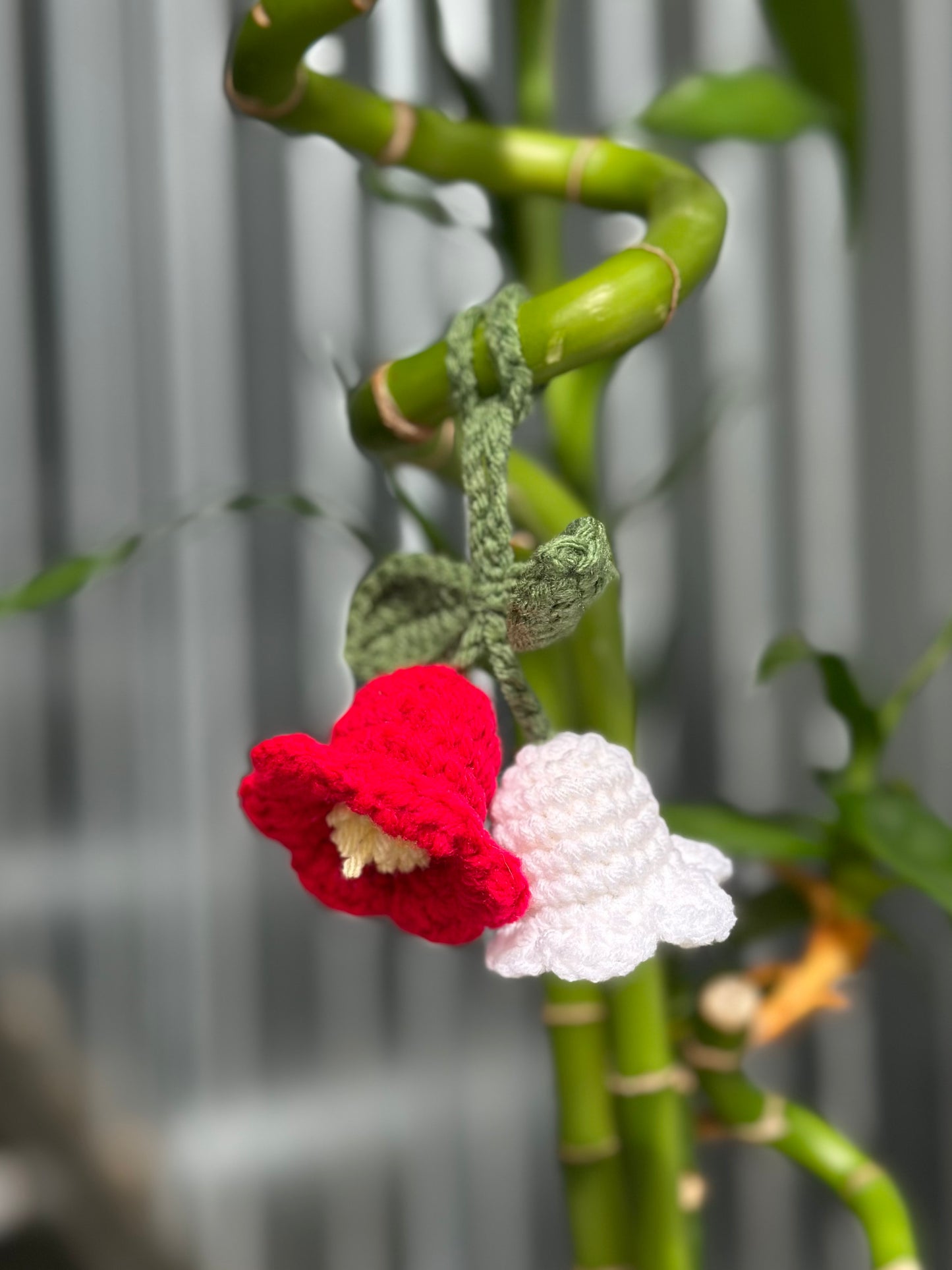 Bell Flower Red and White Bag Charm