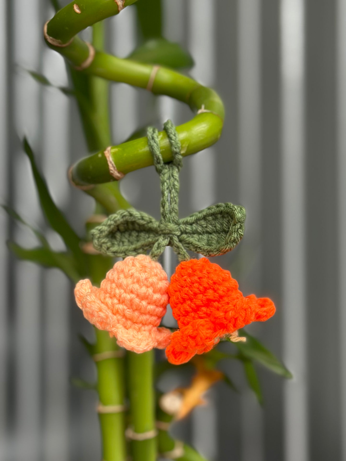 Bell Flower Peach and Orange Bag Charm