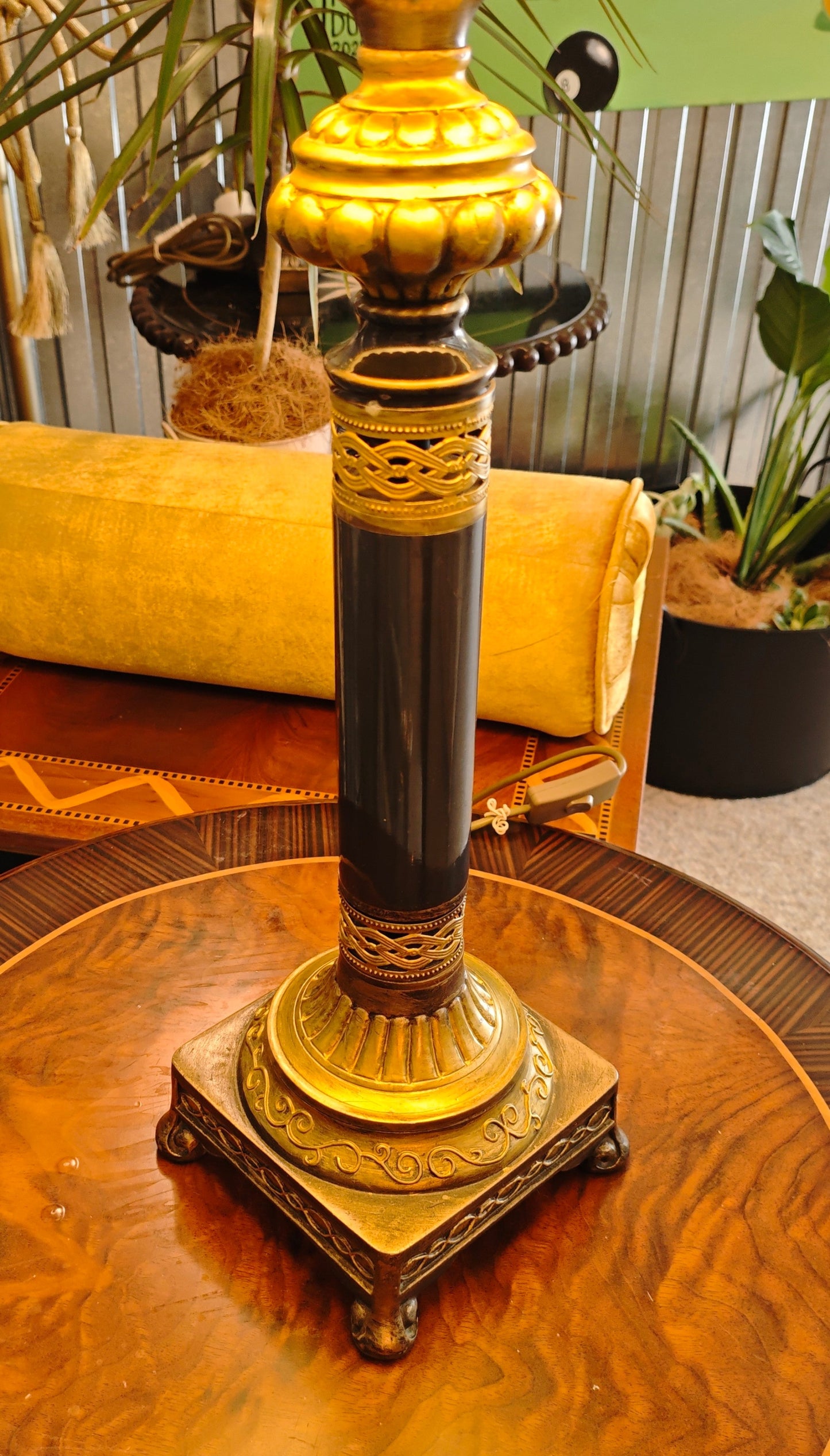 Vintage Table Lamp with Floral Embellished Shade