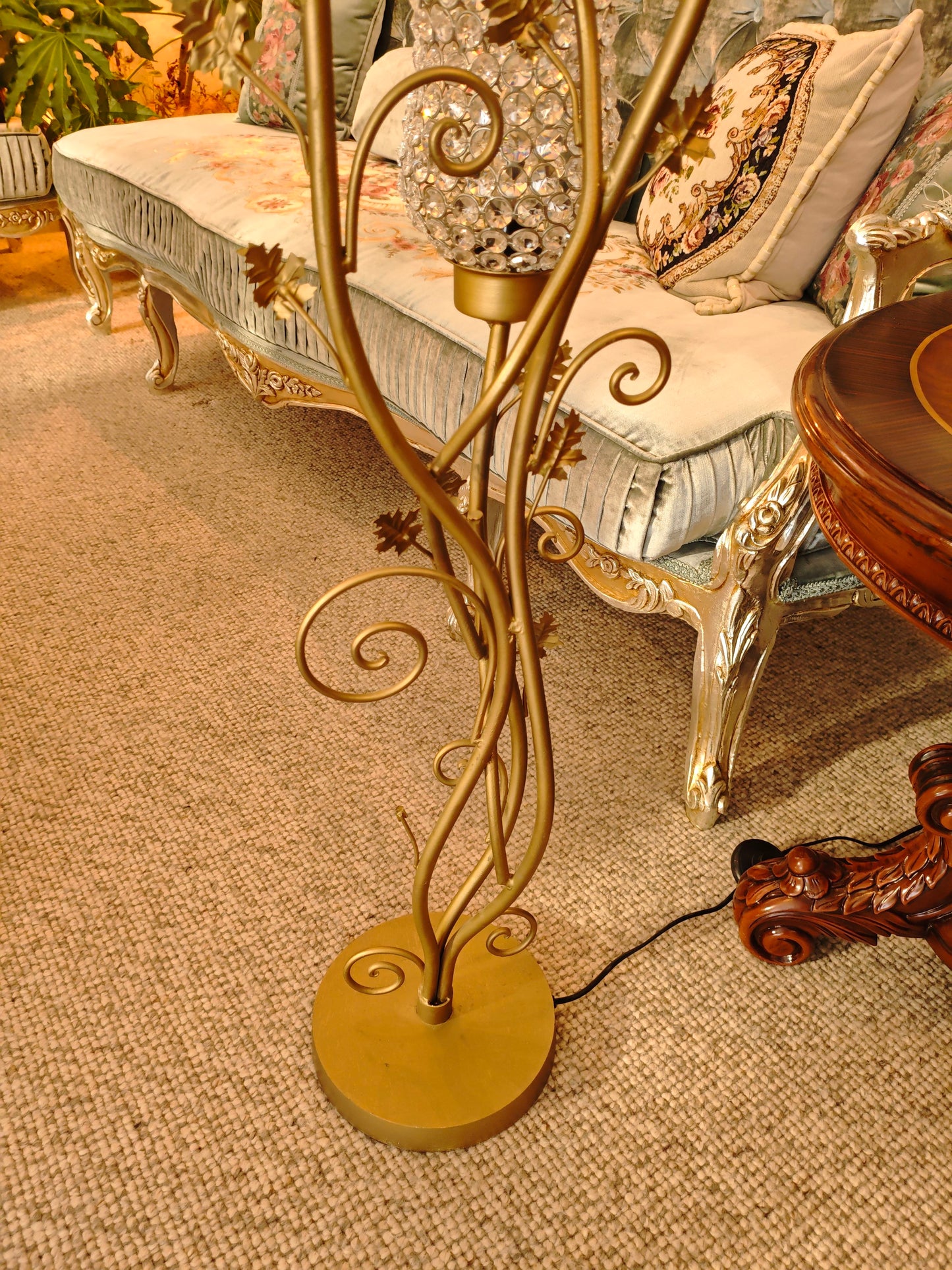 Elegant Crystal & Gold Floor Lamp