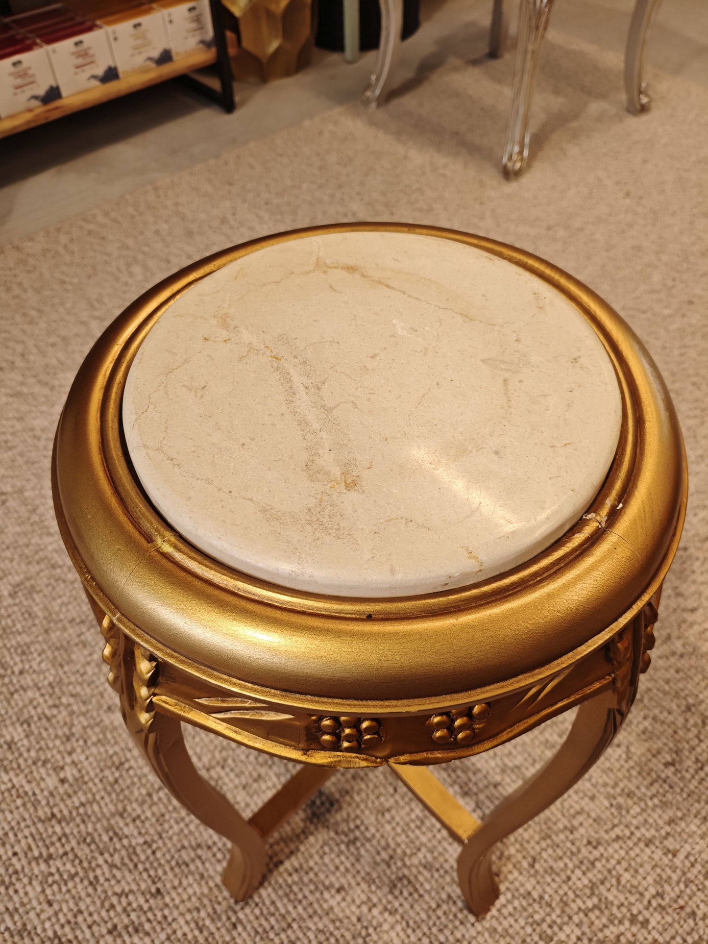 Elegant Gilded Marble-Top Accent Table
