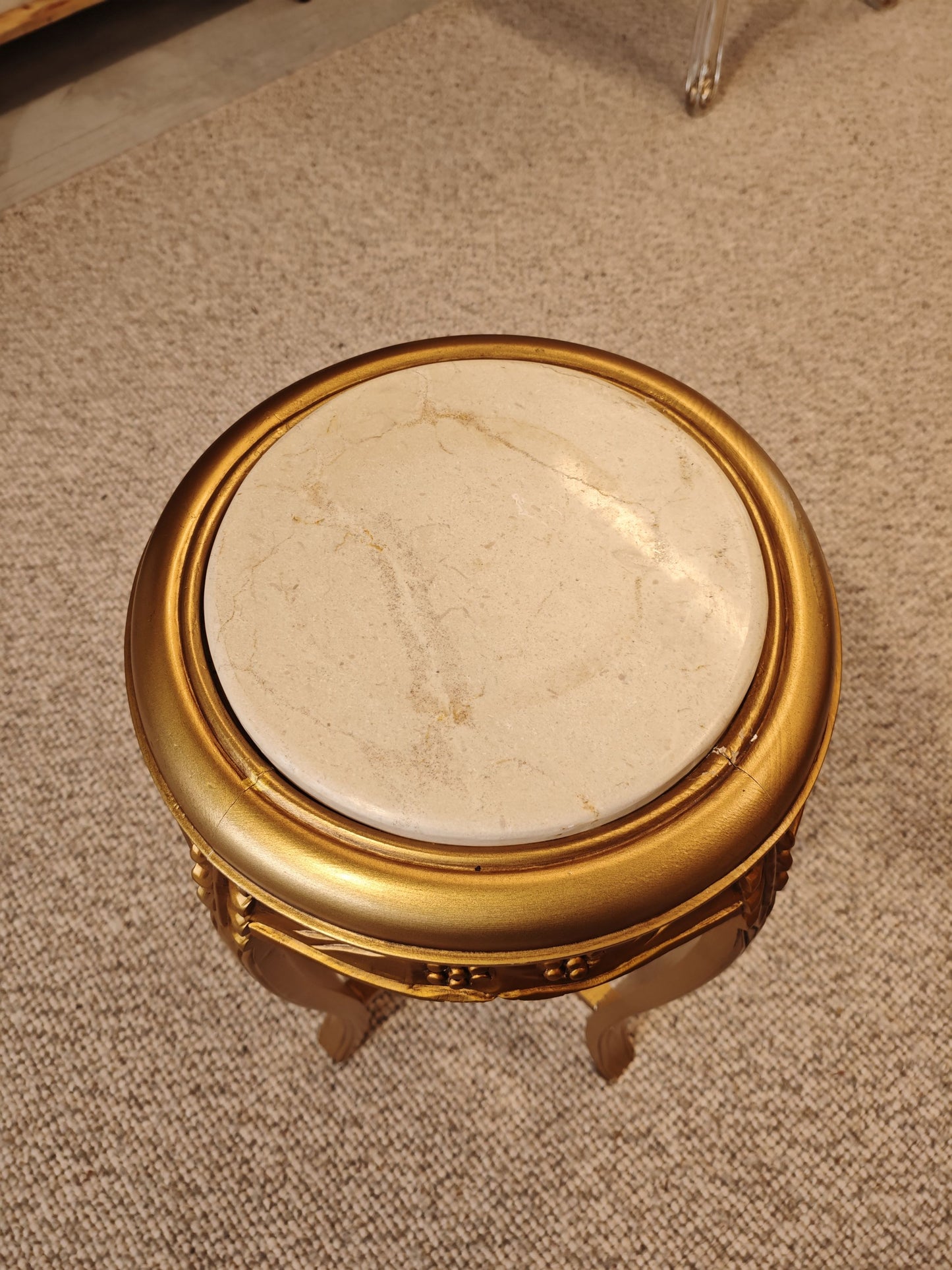 Elegant Gilded Marble-Top Accent Table