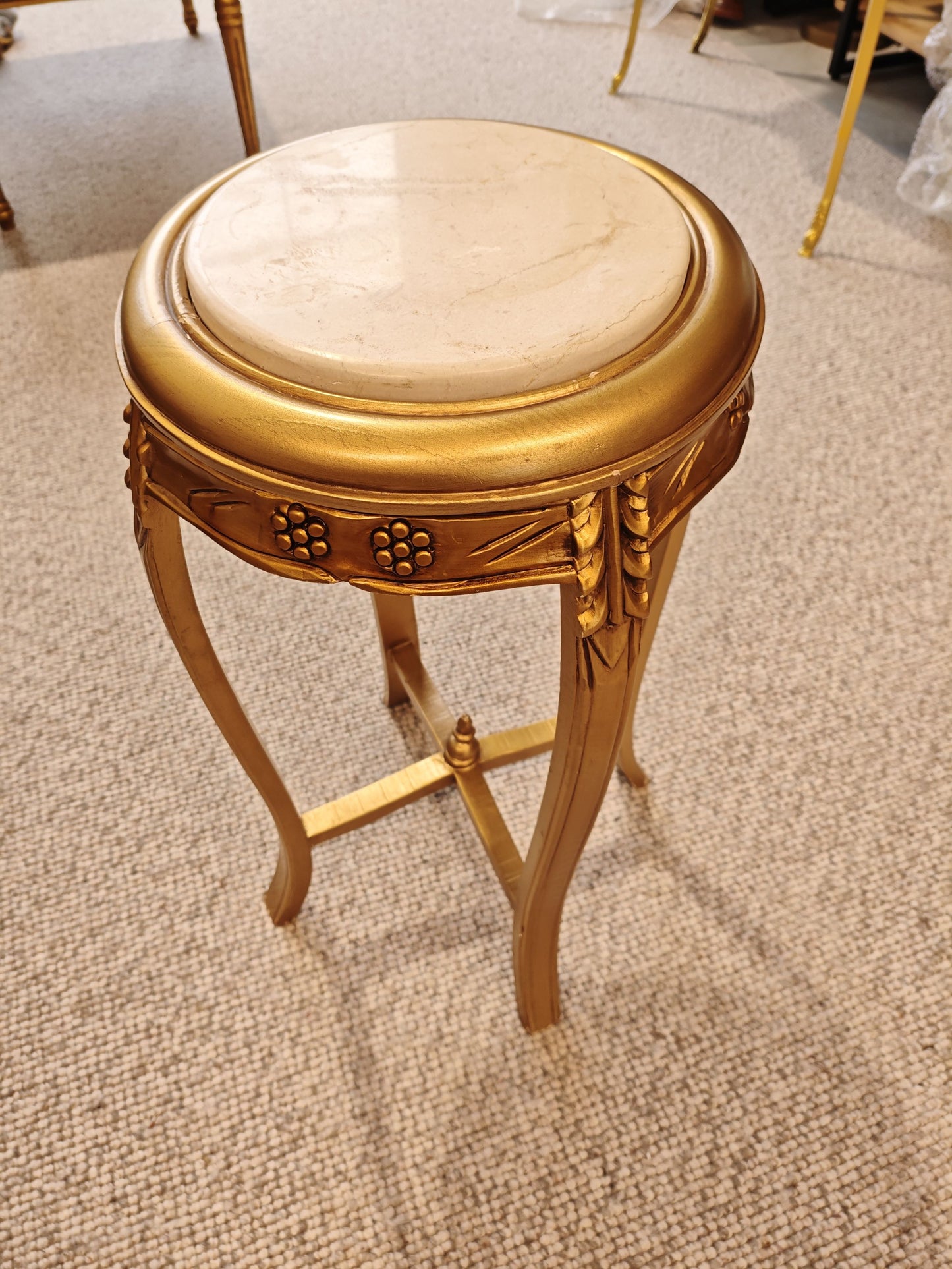 Elegant Gilded Marble-Top Accent Table