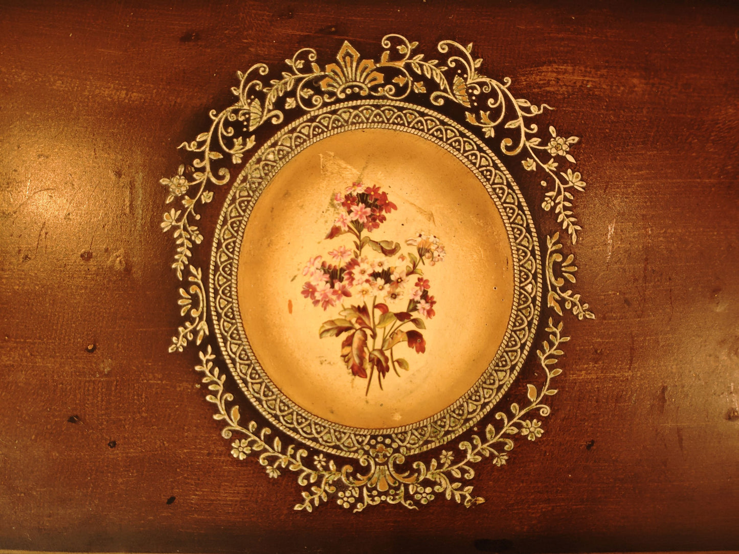 Vintage Inlaid Accent Table with Gold Ormolu