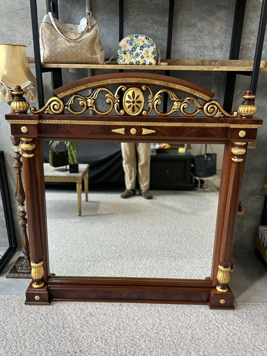 19th Century French Ormolu-Mounted Mahogany Style Mirror with Giltwood Accents