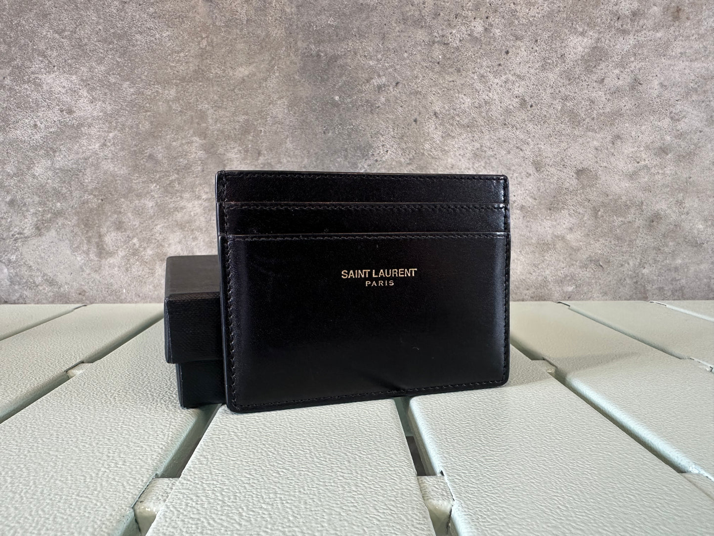 SAINT LAURENT PARIS Card Holder in Black Smooth Leather - Full Set