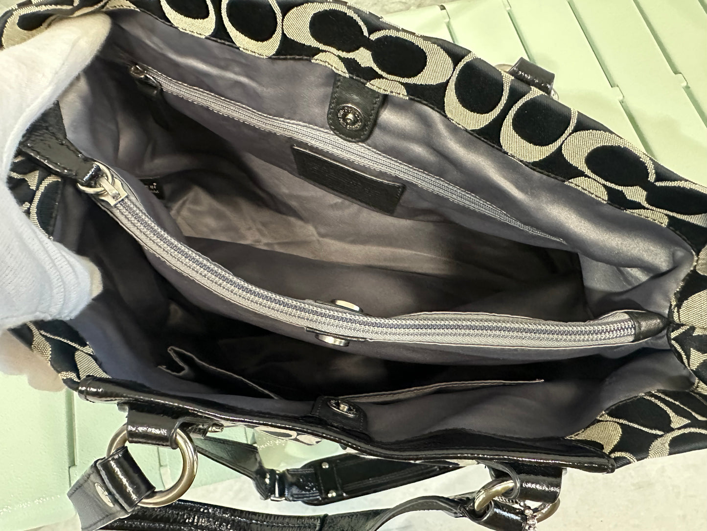 Coach Signature Stripe Carryall Tote Bag