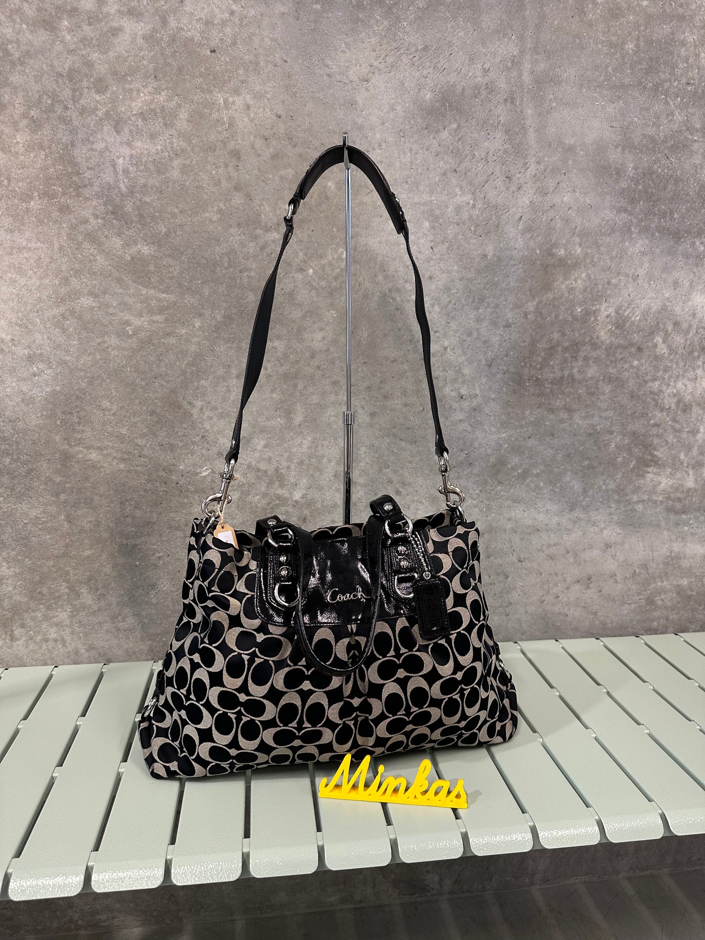 Coach Signature Stripe Carryall Tote Bag