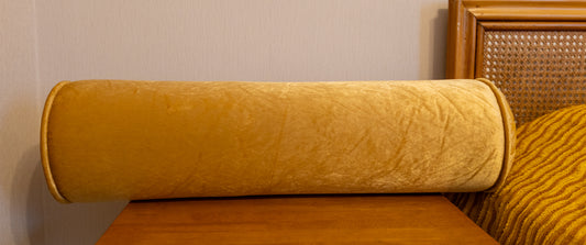 Elegant Deep Gold Velvet Bolster Pillow