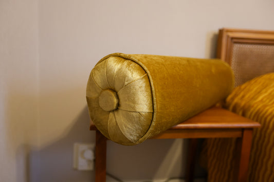 Elegant Gold Velvet Bolster Pillow