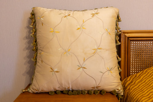 Elegant Velvet Accent Pillow with Fringed Trim