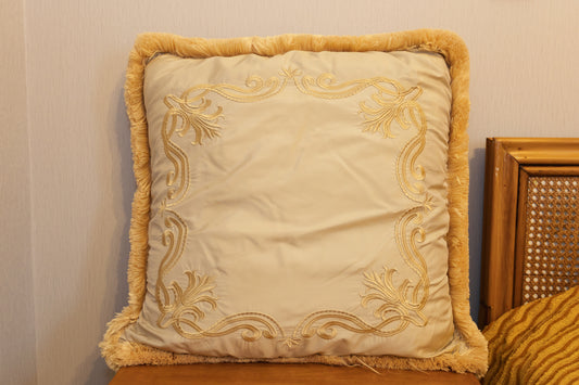 Exquisite Luxury Accent Pillow with Gold Embroidery